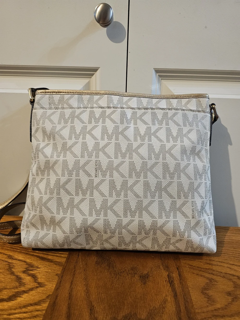 Michael Kors Metallic Ivory Crossbody Bag